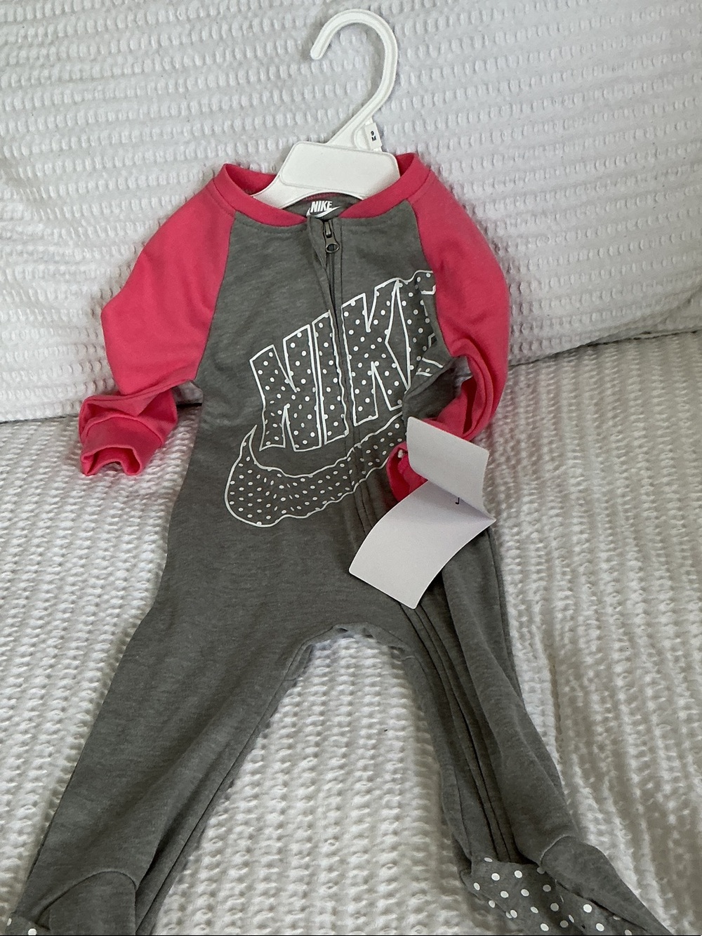 Nike Gray & Pink Baby One-Piece Footie